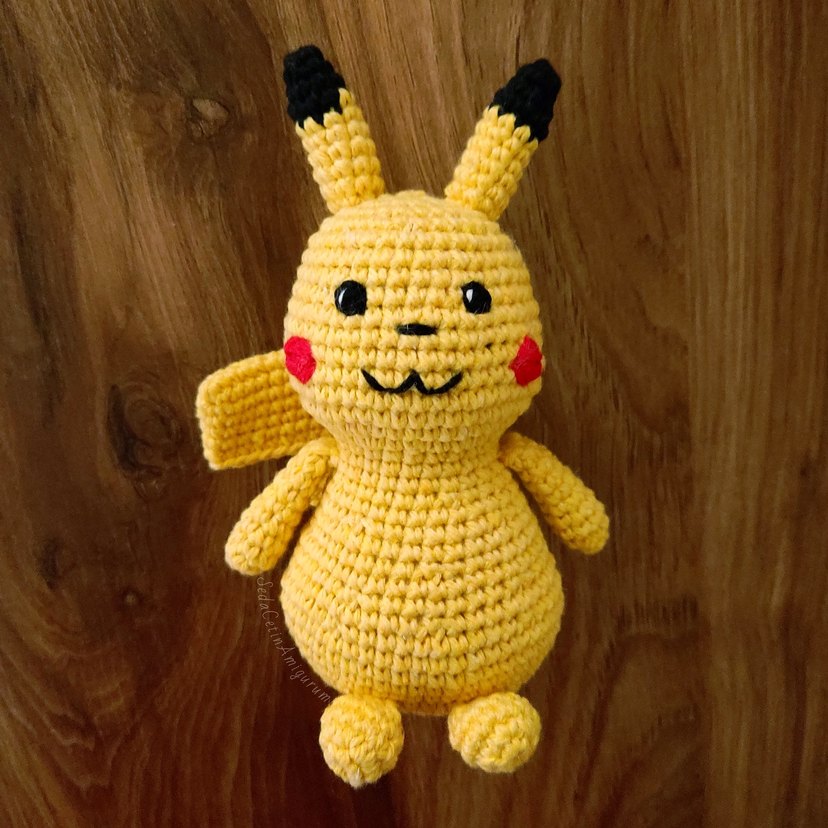 11 Parça Amigurumi Örgü Oyuncak Sepet Pikachu Ayı Toptan Toplu - Görsel 2