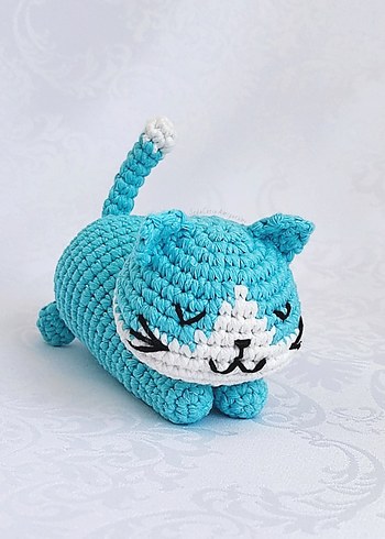 Renkli Amigurumi Uykucu Kedi Örgü Oyuncaklar - Görsel 9
