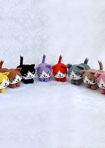 Renkli Amigurumi Uykucu Kedi Örgü Oyuncaklar - Görsel 2