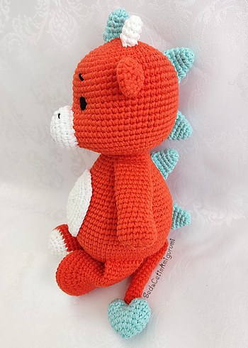 26 cm Örgü Oyuncak Dinozor Amigurumi Ejderha 3 adet