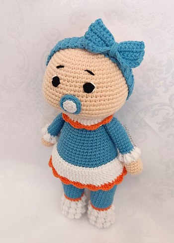 Amigurumi Emzikli Bebek El Yapımı Örgü Oyuncak - Görsel 2