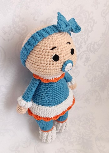 Amigurumi Emzikli Bebek El Yapımı Örgü Oyuncak - Görsel 3