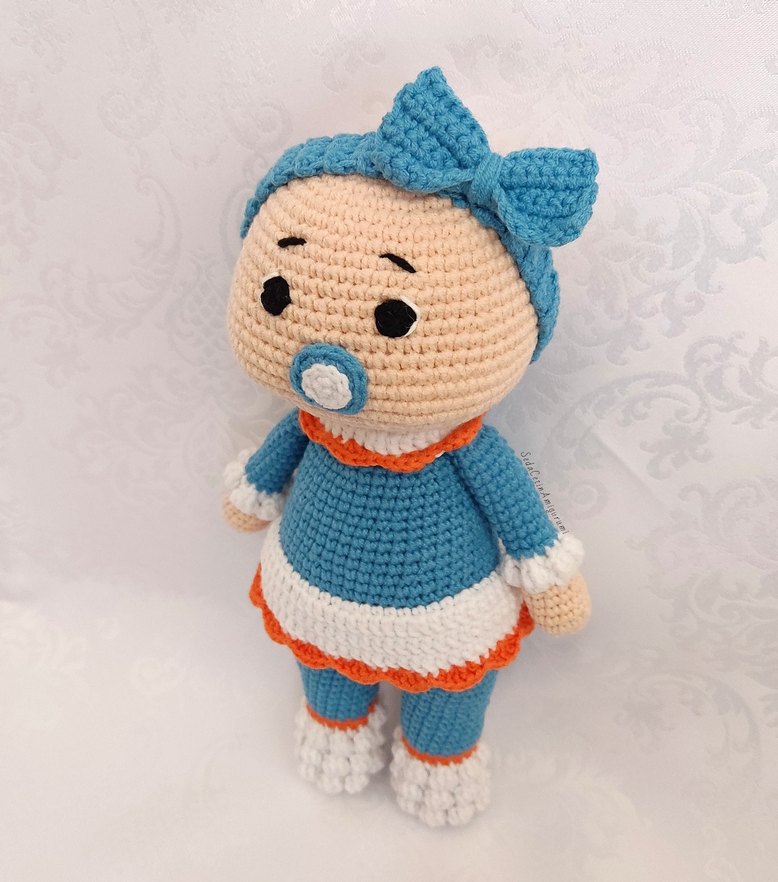Amigurumi Emzikli Bebek El Yapımı Örgü Oyuncak - Görsel 2
