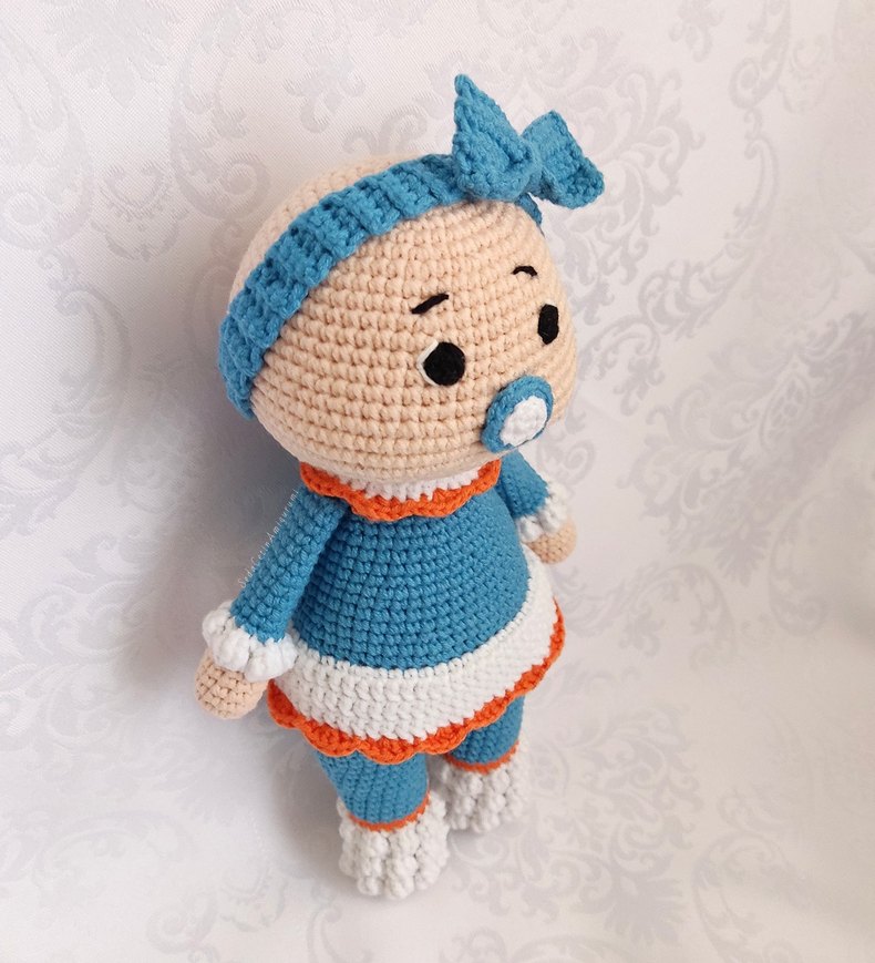 Amigurumi Emzikli Bebek El Yapımı Örgü Oyuncak - Görsel 3