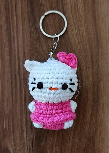 Hello Kitty Örgü Anahtarlık Amigurumi Çanta Süsü Mini - Görsel 2