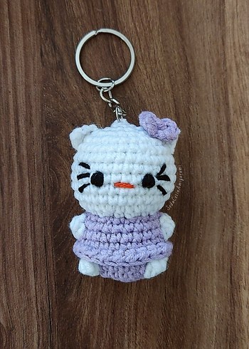 Hello Kitty Örgü Anahtarlık Amigurumi Çanta Süsü Mini - Görsel 5