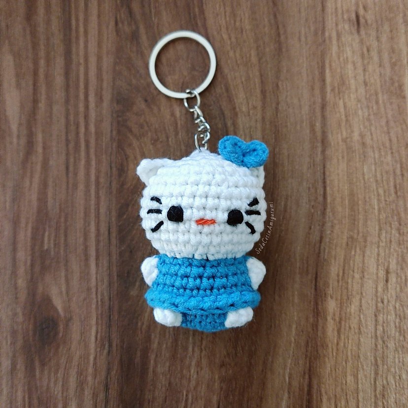 Hello Kitty Örgü Anahtarlık Amigurumi Çanta Süsü Mini - Görsel 4