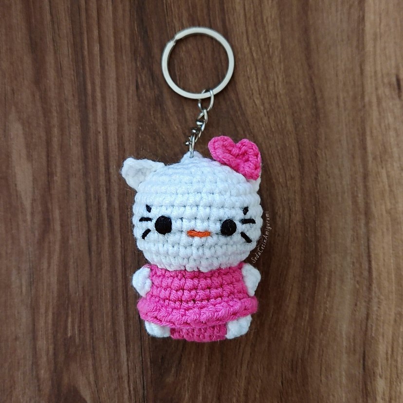 Hello Kitty Örgü Anahtarlık Amigurumi Çanta Süsü Mini - Görsel 2