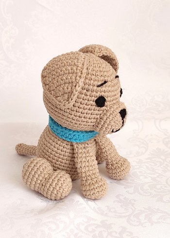 El Örgüsü Kahverengi Peluş Oyuncak Köpek Amigurumi - Görsel 2