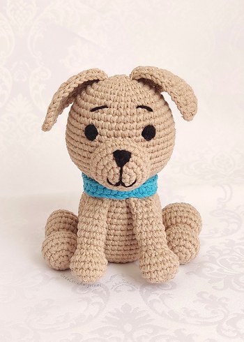 El Örgüsü Kahverengi Peluş Oyuncak Köpek Amigurumi - Görsel 3