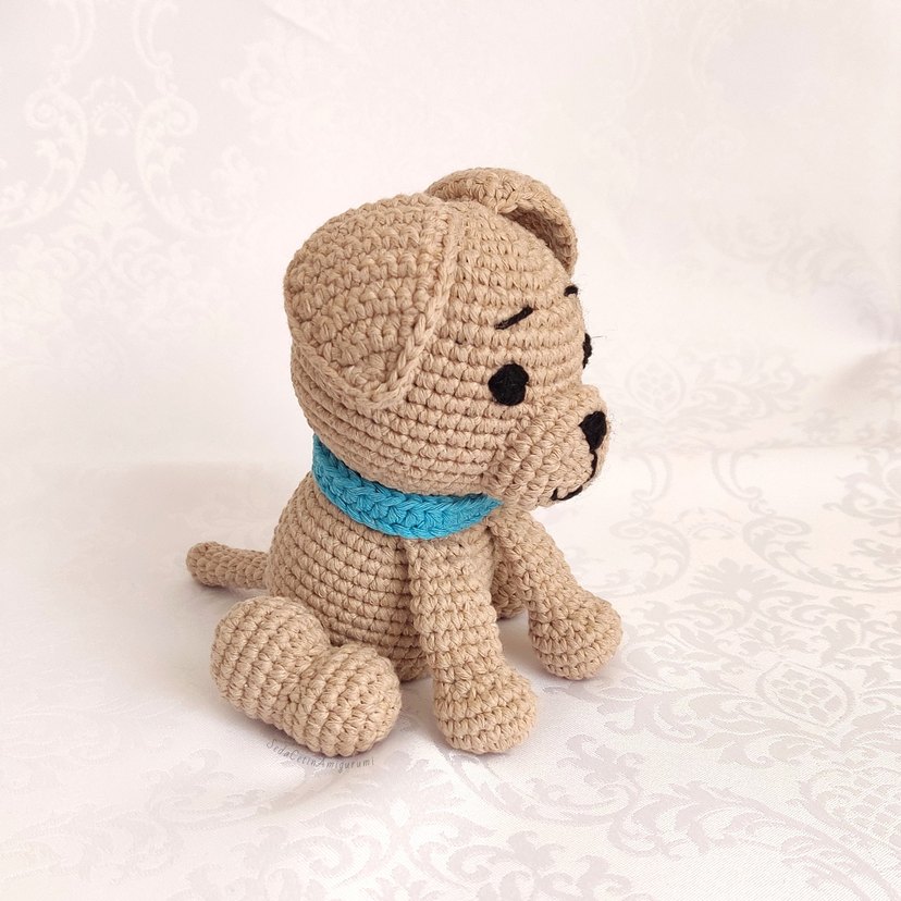 El Örgüsü Kahverengi Peluş Oyuncak Köpek Amigurumi - Görsel 2