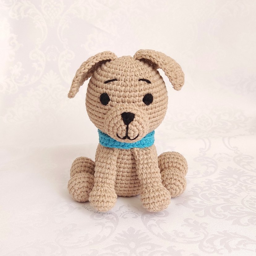 El Örgüsü Kahverengi Peluş Oyuncak Köpek Amigurumi - Görsel 3