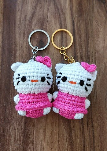 20 Adet Hello Kitty Anahtarlık Örgü Kedi Amigurumi Toptan - Görsel 2