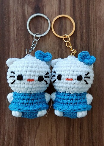 20 Adet Hello Kitty Anahtarlık Örgü Kedi Amigurumi Toptan - Görsel 3