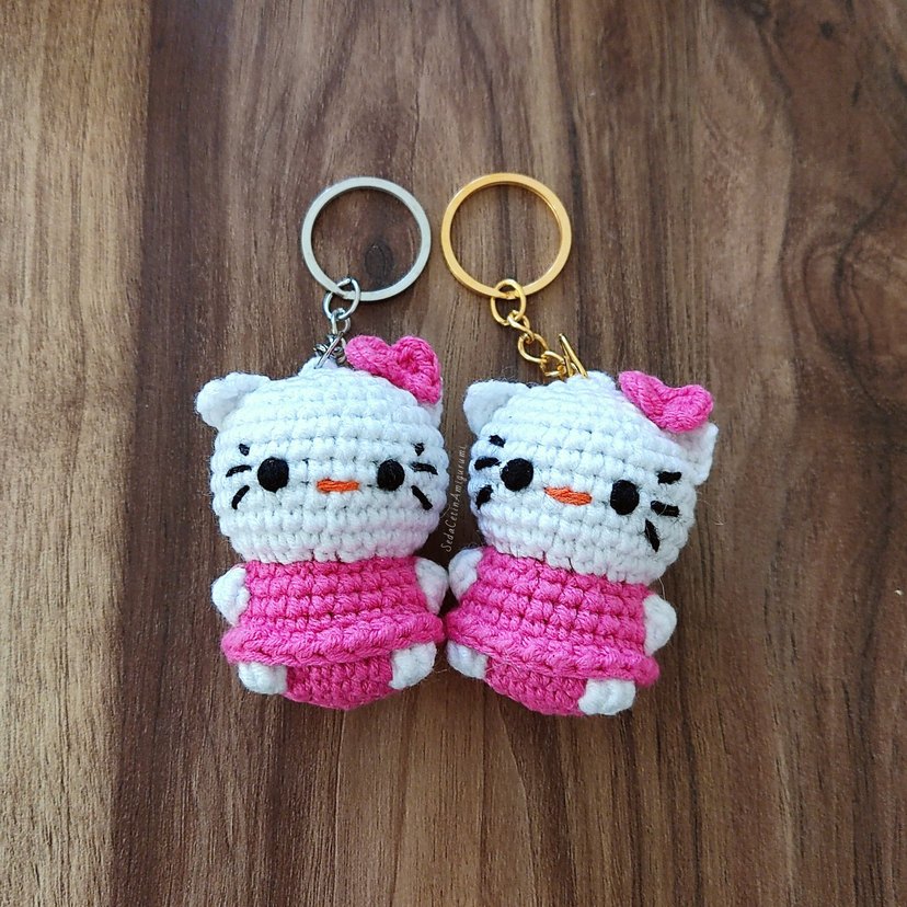 20 Adet Hello Kitty Anahtarlık Örgü Kedi Amigurumi Toptan - Görsel 2