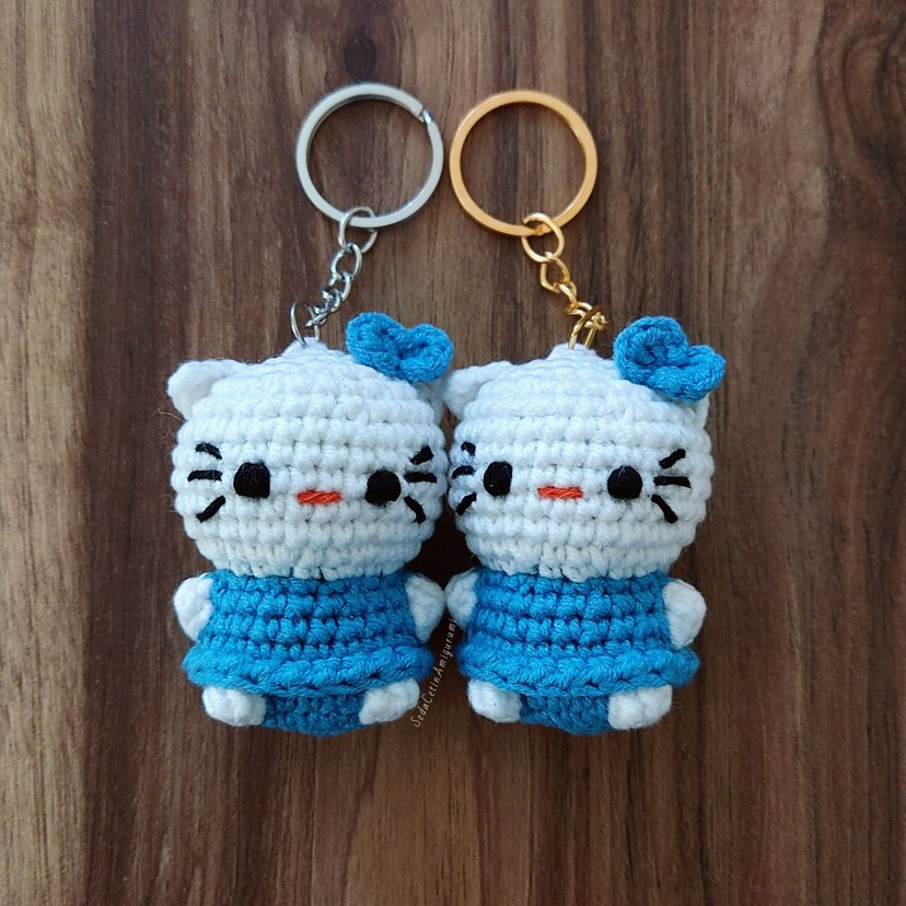 20 Adet Hello Kitty Anahtarlık Örgü Kedi Amigurumi Toptan - Görsel 3