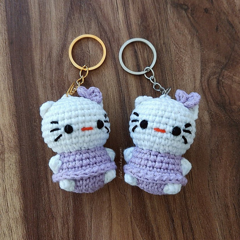 20 Adet Hello Kitty Anahtarlık Örgü Kedi Amigurumi Toptan - Görsel 5