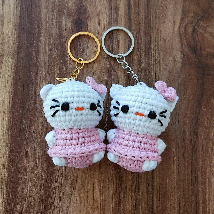 20 Adet Hello Kitty Anahtarlık Örgü Kedi Amigurumi Toptan - Görsel 4
