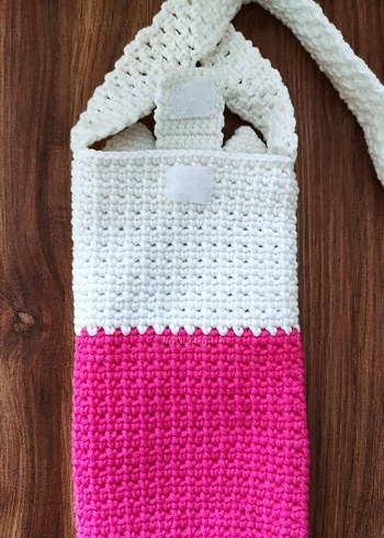 Hello Kitty Telefon Çantası Cırt Cırtlı Örgü Kedi Aksesuar - Görsel 4