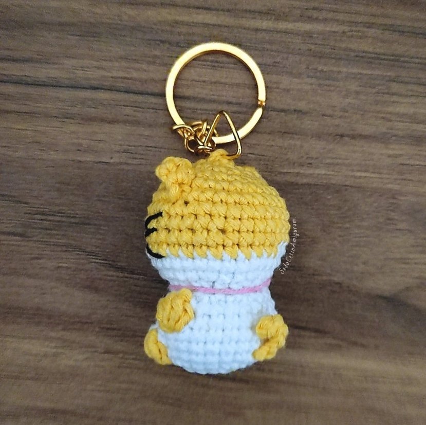 Örgü Kedi Anahtarlık Amigurumi Çanta Süsü Charm Minik - Görsel 3