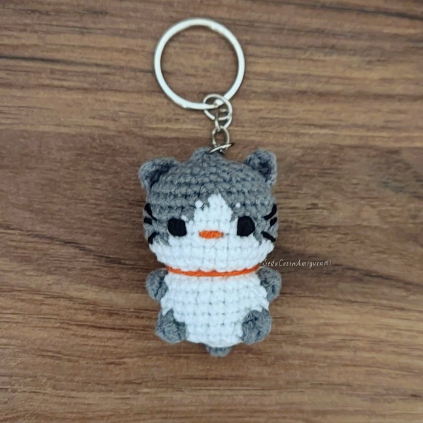 Örgü Kedi Anahtarlık Amigurumi Çanta Süsü Charm Minik - Görsel 4