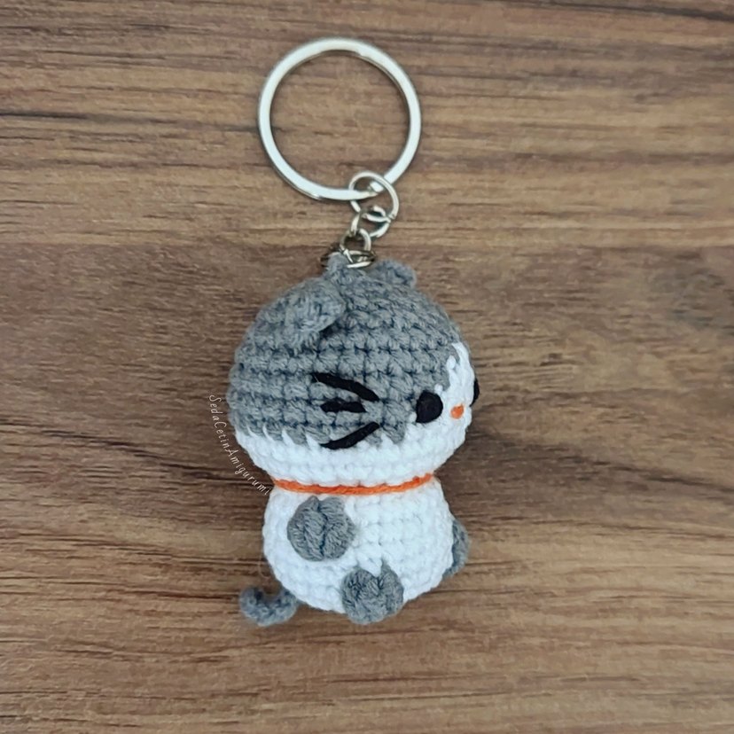 Örgü Kedi Anahtarlık Amigurumi Çanta Süsü Charm Minik - Görsel 5