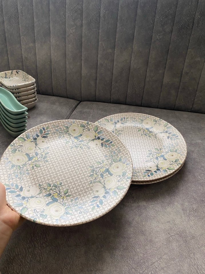 Çiçek Desenli krem renk kahvaltı takımı - Görsel 3