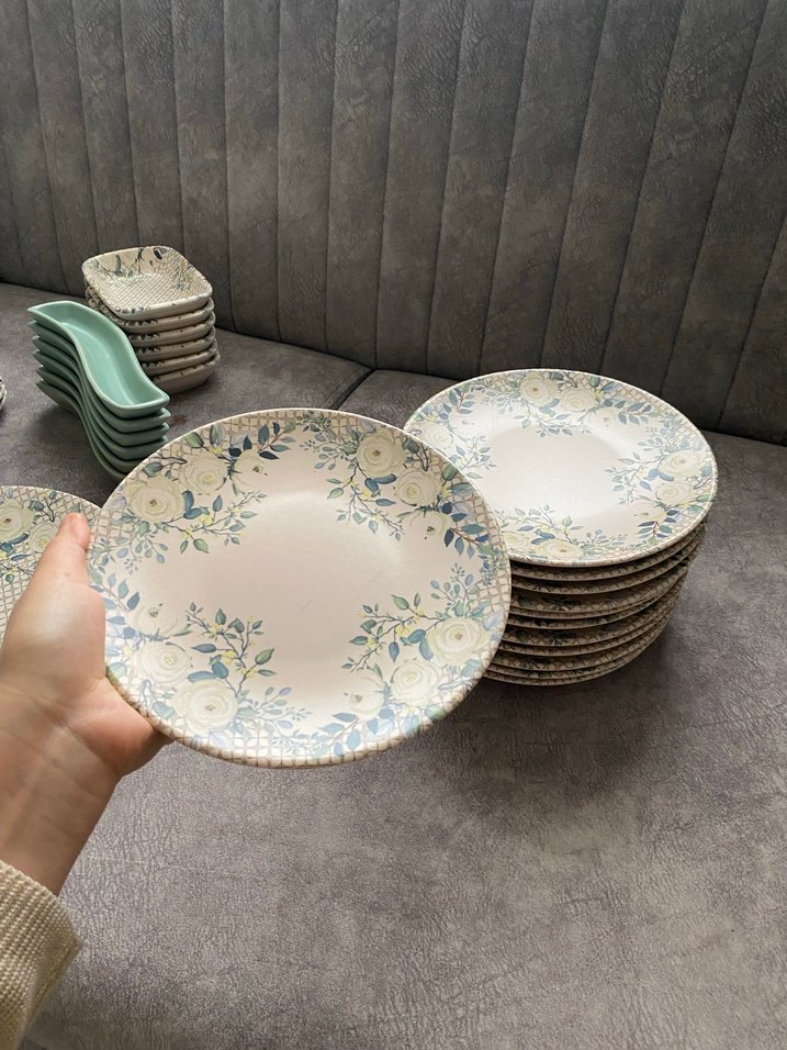 Çiçek Desenli krem renk kahvaltı takımı - Görsel 2