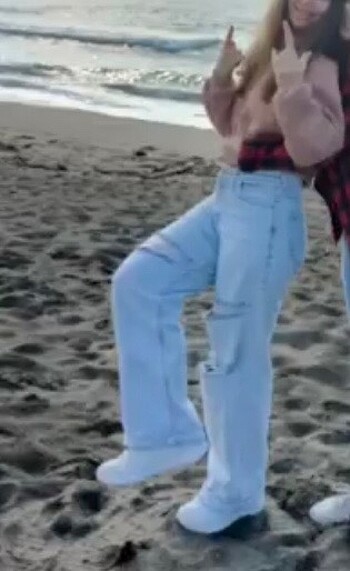 Yüksek bel açık renkli kot jean