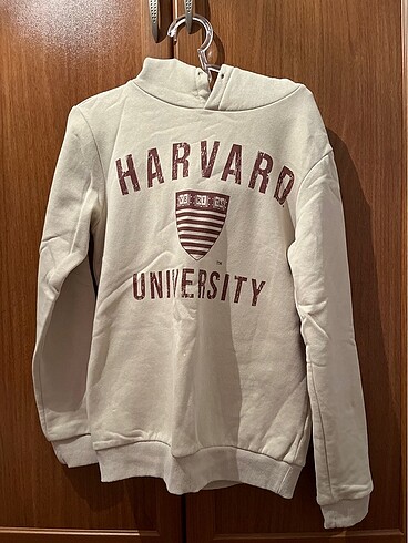 Bej kapşonlu koton sweatshirt