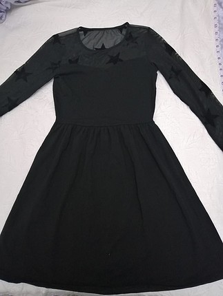 siyah tül detaylı elbise