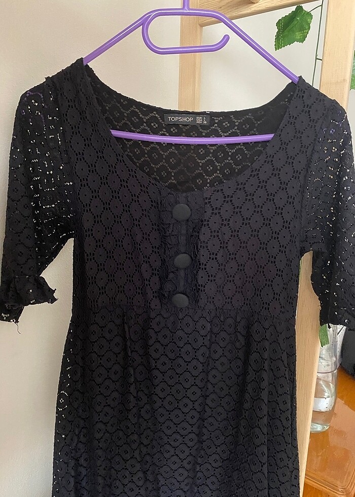 Dantel Detaylı Siyah Elbise - Görsel 2