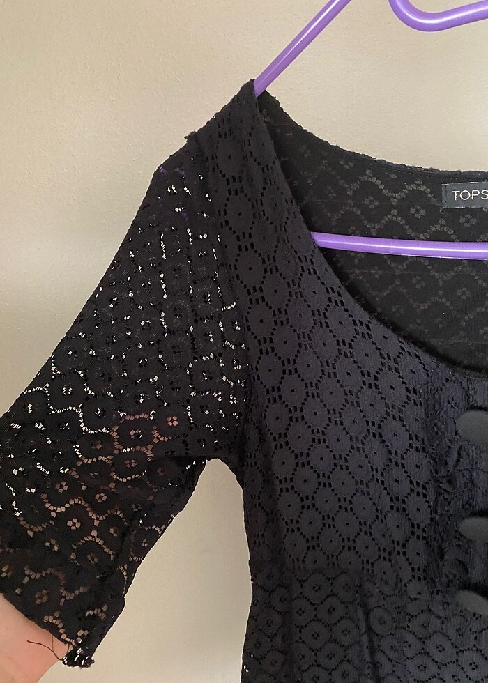 Dantel Detaylı Siyah Elbise - Görsel 3