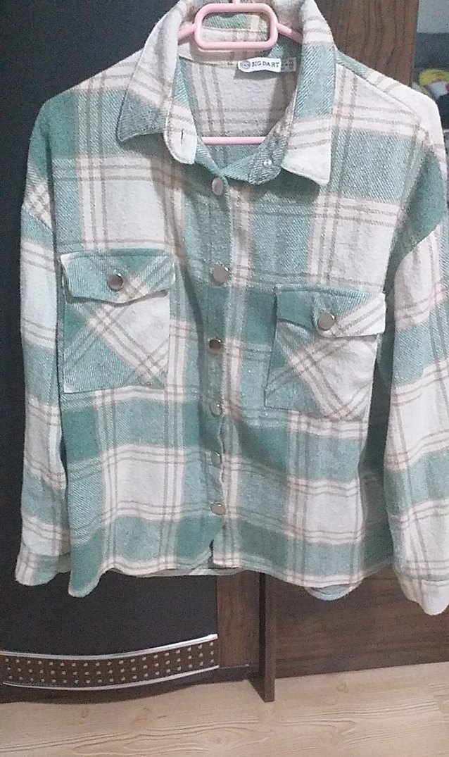 Yeşil Ekose Pamuklu Uzun Kollu Gömlek - Görsel 2