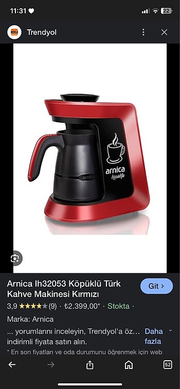 Arnica kahve makinası
