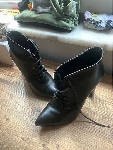 Siyah Der Bootie Topuklu Ayakkabı