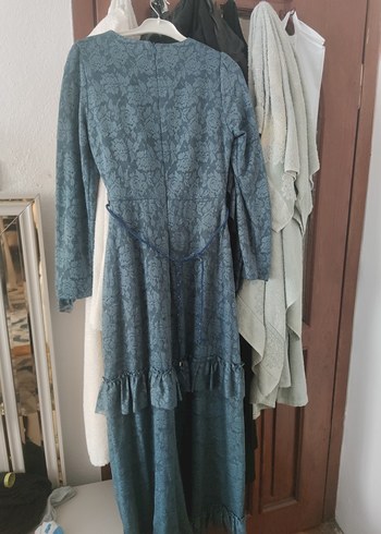 Uzun Mavi Bohem Elbise - Görsel 3