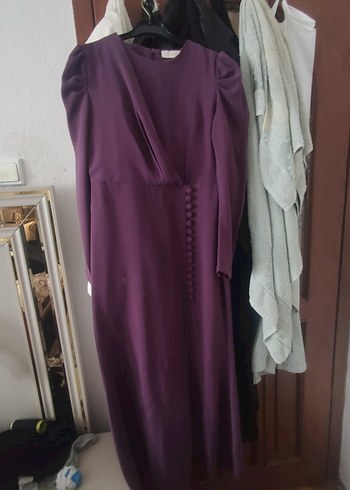 Mor Uzun Kollu bisiklet Yaka Kadın Elbise - Görsel 3