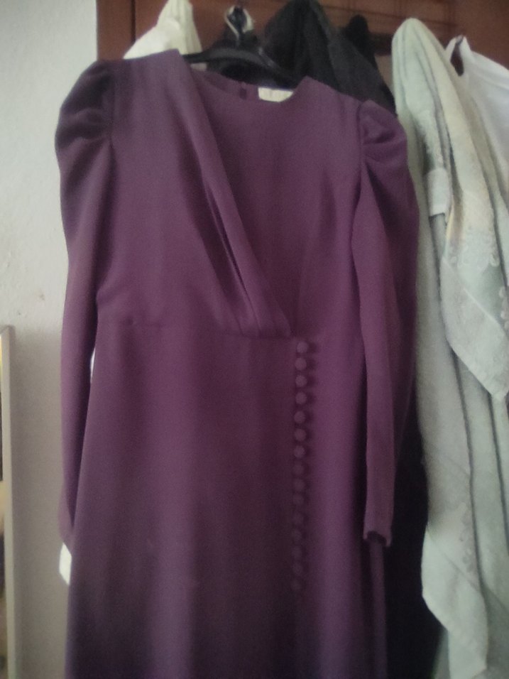 Mor Uzun Kollu bisiklet  Yaka Kadın Elbise - Görsel 2