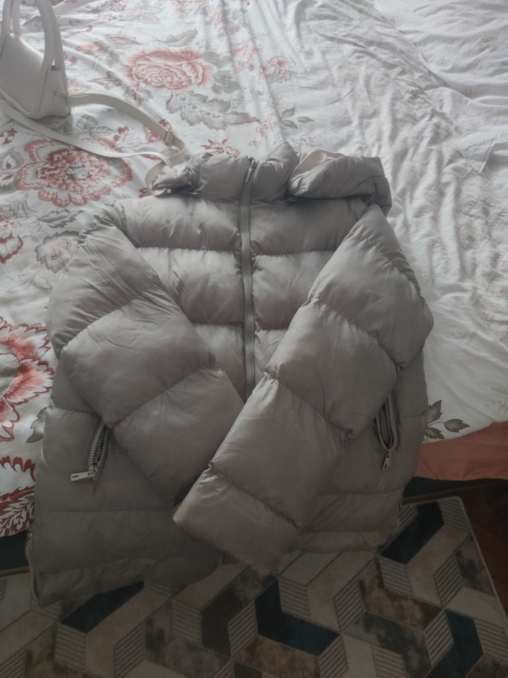 Gri Kadın Kışlık Midi Mont Yüksek Yakalı - Görsel 2