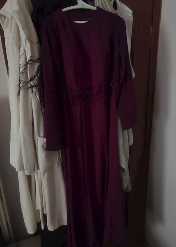 Mor  Uzun Kollu  Kadın Elbise/abiye - Görsel 3