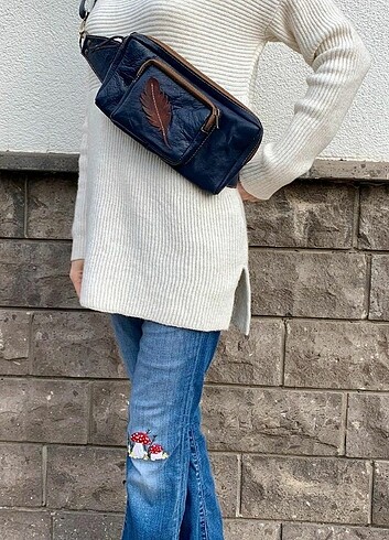 Beden lacivert Renk CrossBodyBag {Çapraz Çanta} Hakiki (Orijinal) Deri