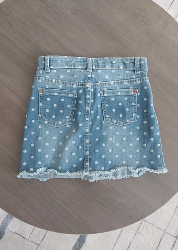 Koton Kids Düğmeli Puantiyeli Kız Kot Etek