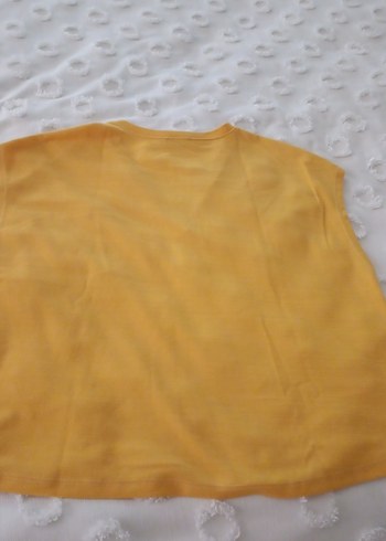 26 Beden Zara Sarı V Yaka Düğmeli Kadın Bluz