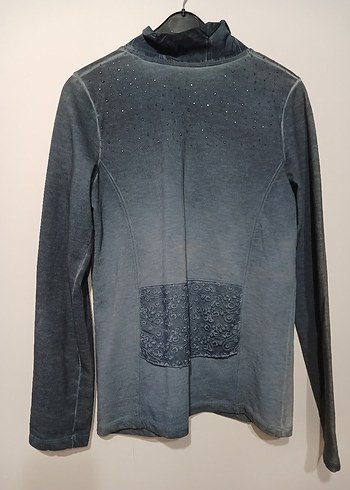 Gri Nakışlı Düğmeli Kadın Kot Ceket - Görsel 2