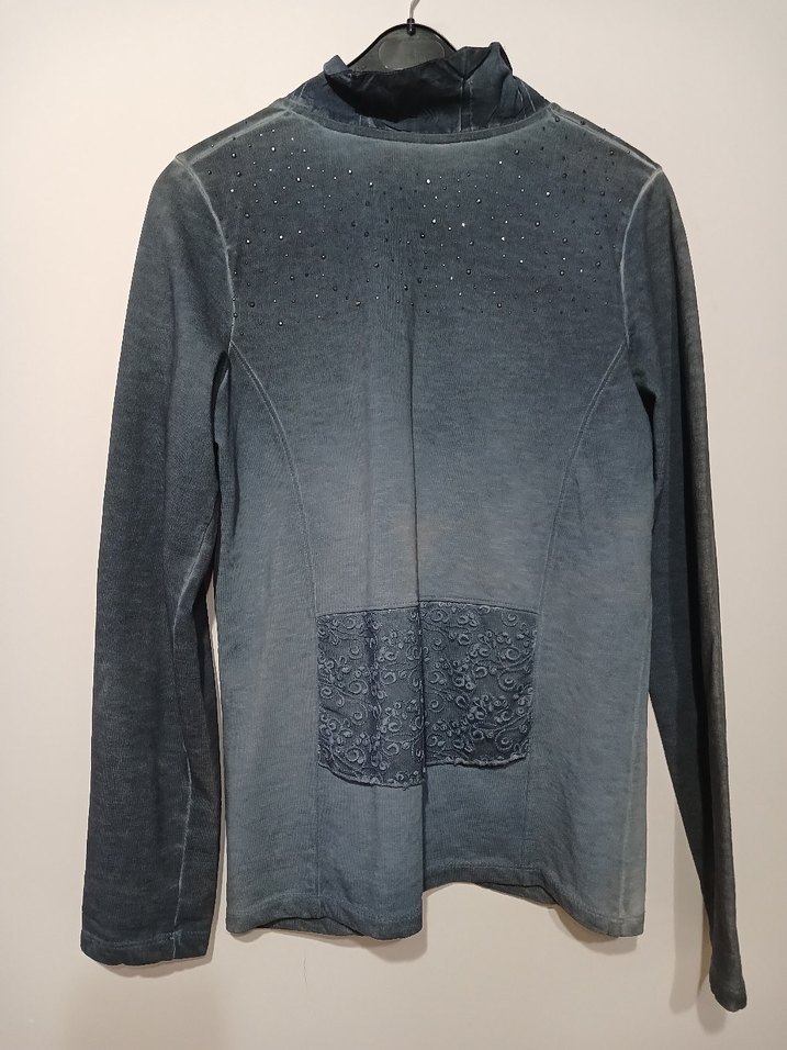 Gri Nakışlı Düğmeli Kadın Kot Ceket - Görsel 2