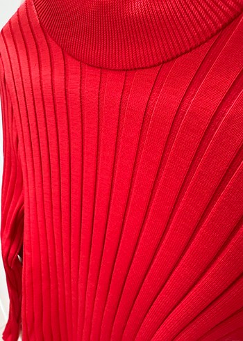 Kırmızı Balıkçı Yaka Kadın Kazak - Görsel 3