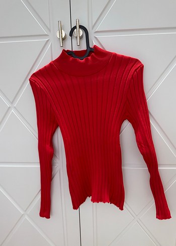 Kırmızı Balıkçı Yaka Kadın Kazak - Görsel 2