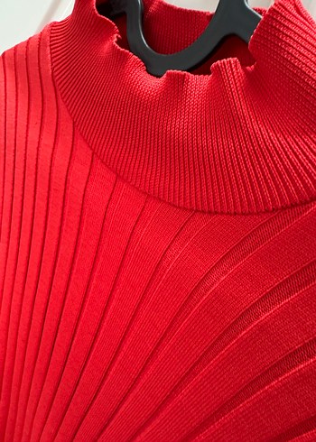 Kırmızı Balıkçı Yaka Kadın Kazak - Görsel 4