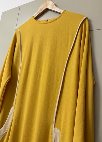 Sarı Kadın Uzun Kollu Uzun Elbise - Görsel 3